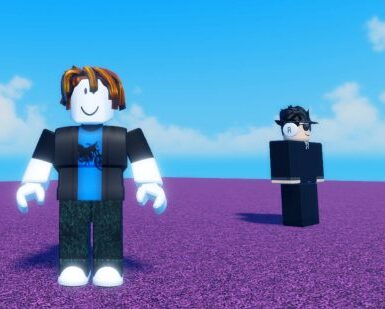 A Roblox character is standing next to a secret agent with headphones inside AFK world, which gives you coins far slower than Blade Ball codes.