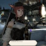 The Final Fantasy XIV Sage NPC speaking to the player at night in Limsa Lominsa