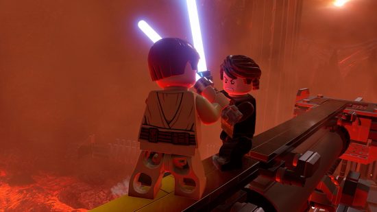 Best Star Wars games on PC: two LEGO figures fight with laser swords